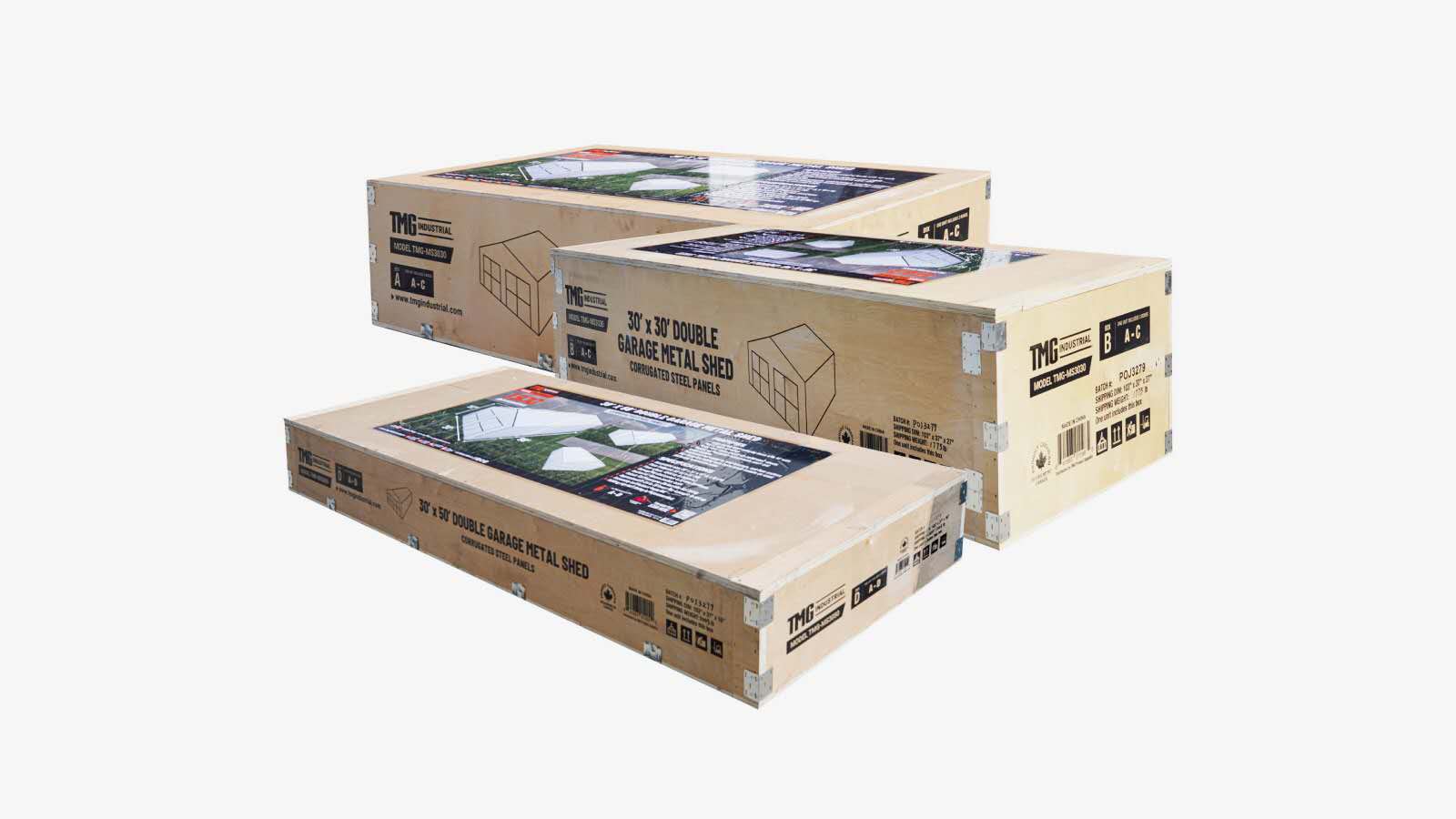 30' x 30' Metal Garage Shed – Steel Building with 11’ Clearance High Front Doors, Side Entry Door, 16 GA Steel Structure TMG-MS3030-shipping-info-image