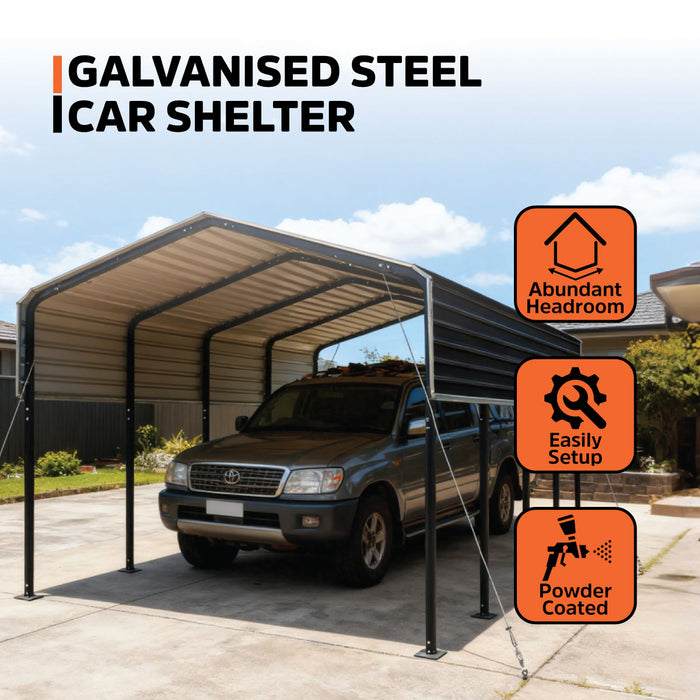 12’ x 20’ Metal Shed Carport with 8’ Open Sidewalls, TMG-MSC1220