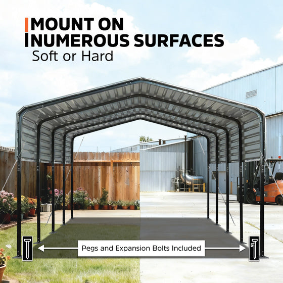 12' x 20' Metal Shed Carport with 8' Open Sidewalls, TMG-MSC1220