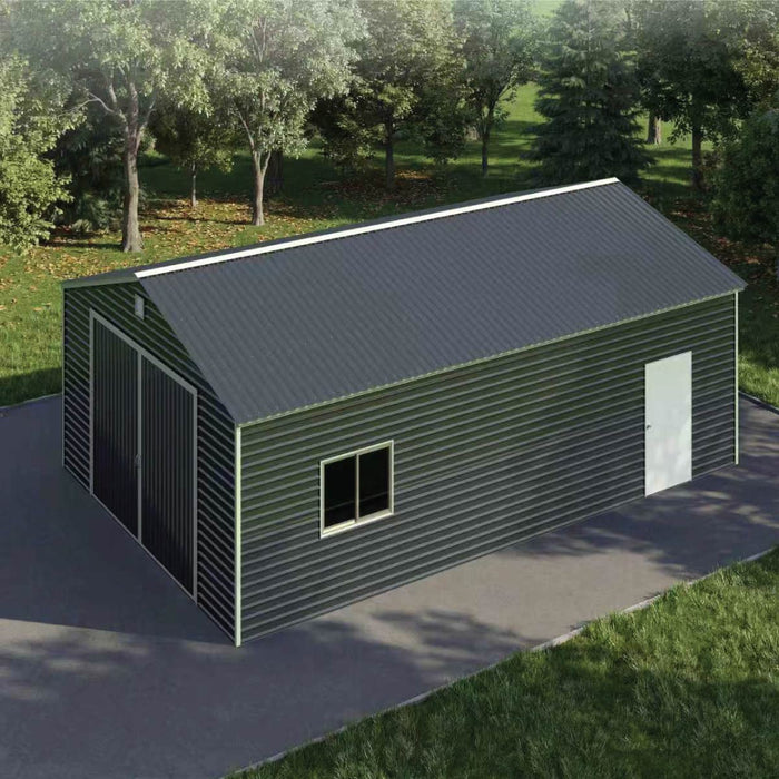20' x 30' Metal Garage Shed, 11'10" Large Front Door, Side Entry, Window, 13' Peak Height TMG-MS2030D