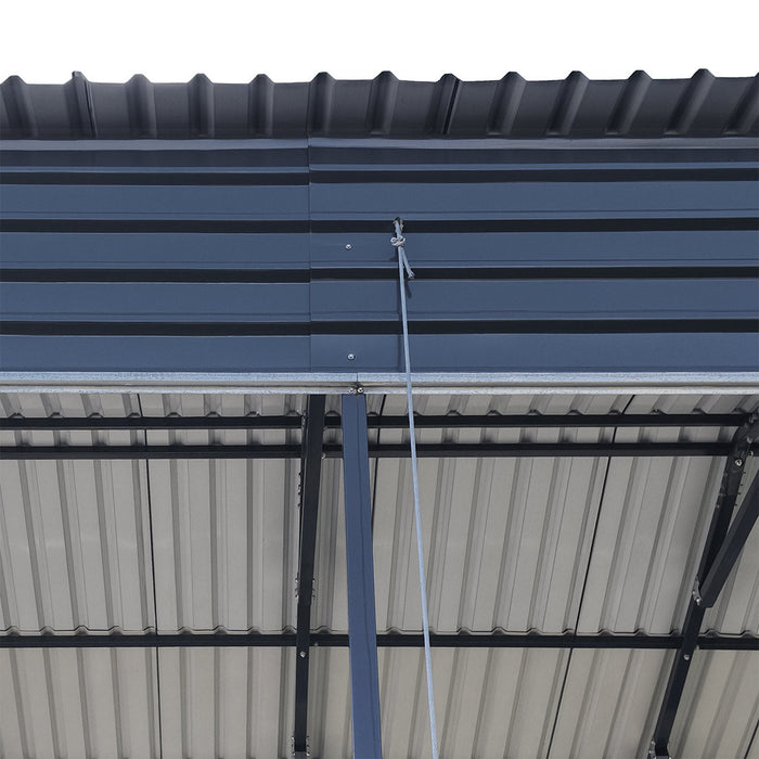14' x 40' Metal Shed Shelter for Class-A RV, 16'2" Peak Height, 15' Inner Clearance, 14'1" Open Sidewalls, TMG-MSRV1440