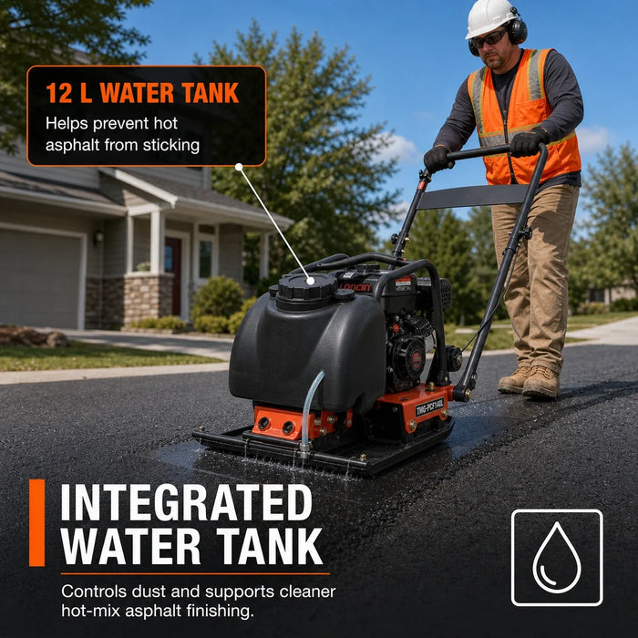 4,450 lb Forward Vibratory Plate Compactor with 6.5 HP Gas Engine, 12 in. Compaction Depth and Water Tank TMG-PCF140L
