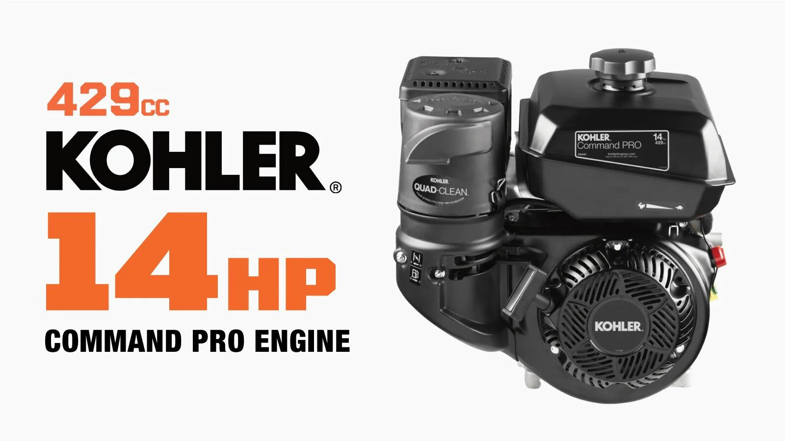 TMG Industrial Kohler 14 HP Gasoline Engine, CH440 Command Pro Series, Quad-Clean™ Cyclonic Air Filter, Large-Capacity Fuel Tank, TMG-GEK14-specifications-image