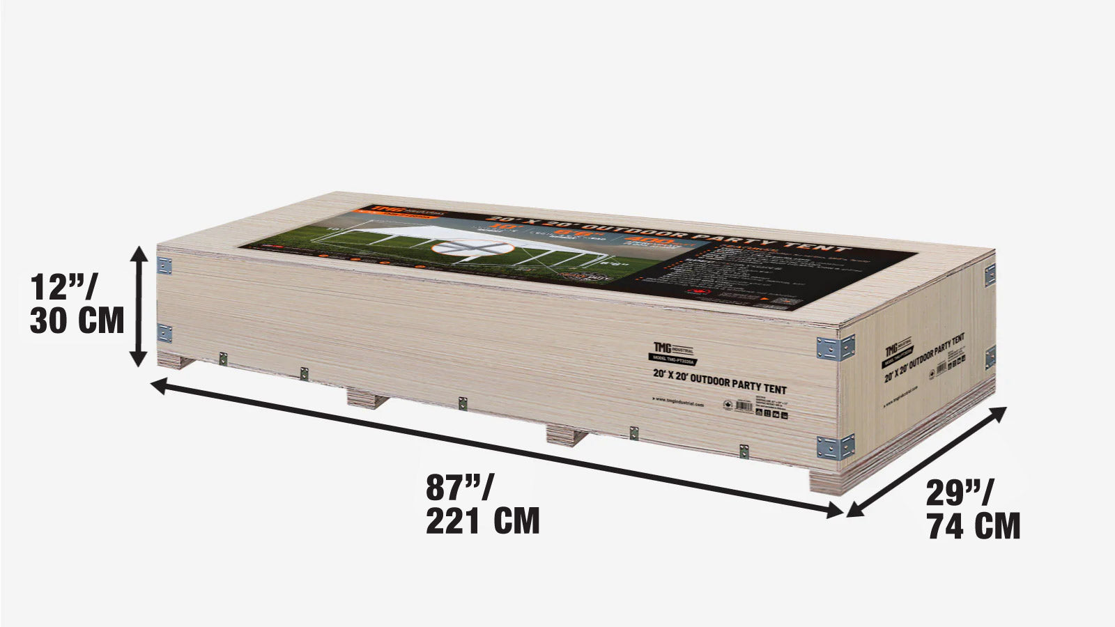 20’ x 20’ Heavy Duty Outdoor Party Tent, PE Tarpaulin Fabric, 6’6