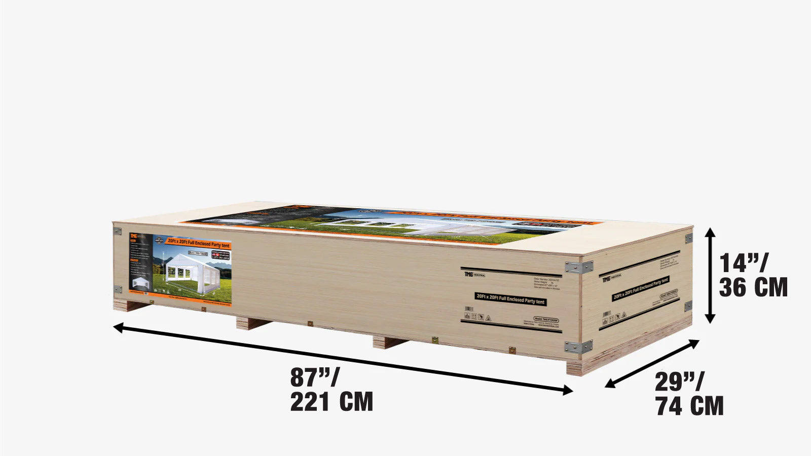 20' x 20' Heavy Duty Outdoor Party Tent with Removable Sidewalls and Roll-Up Doors, PE tarpaulin fabric, 6’6