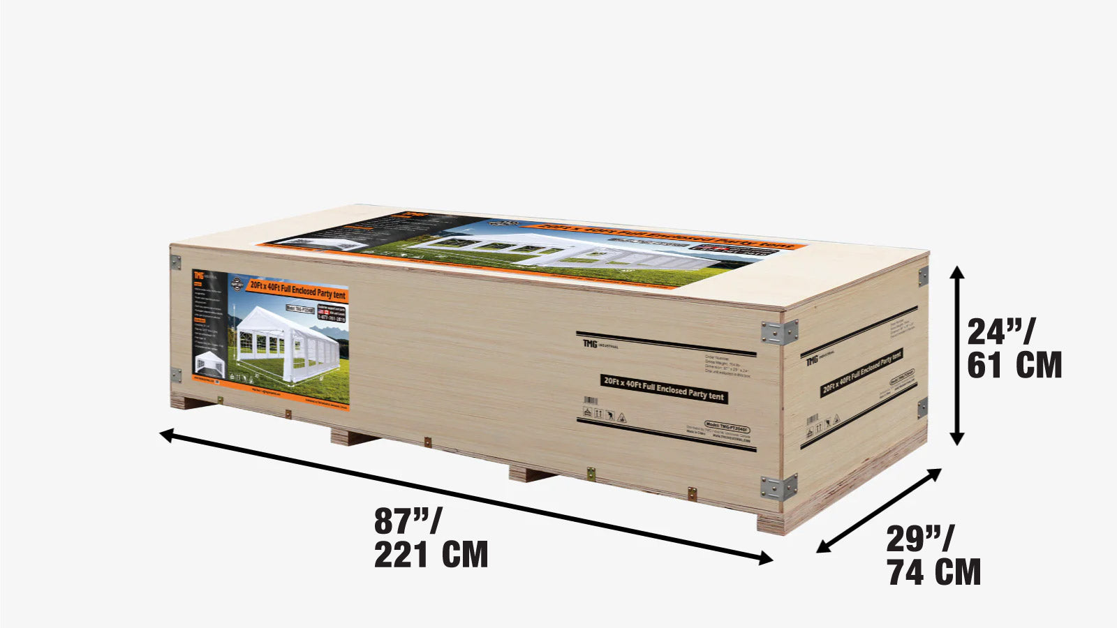 20' x 40' Heavy Duty Outdoor Party Tent with Removable Sidewalls and Roll-Up Doors, 11 oz PE Cover, 6’6