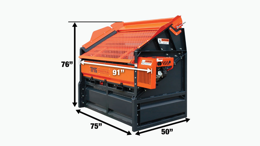 70" Vibratory Topsoil Rock Screen, 5.5 HP Kohler Engine, Cantilever Leaf-Springs, 30° Screen Deck, TMG-RSV70G-specifications-image