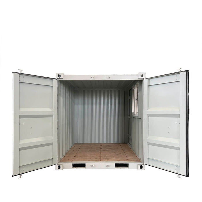 TMG Industrial 8' Site Storage Steel Container, Bi-parting Front Door, Side Entry Man Door, Security Bar Window, TMG-SC08