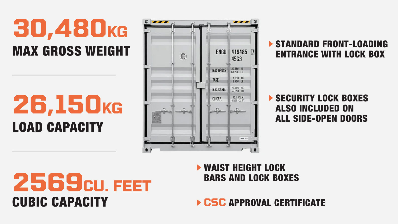 Container Description 40-Foot High Cube Shipping Container with 2 Side Doors – One-Way Use S
