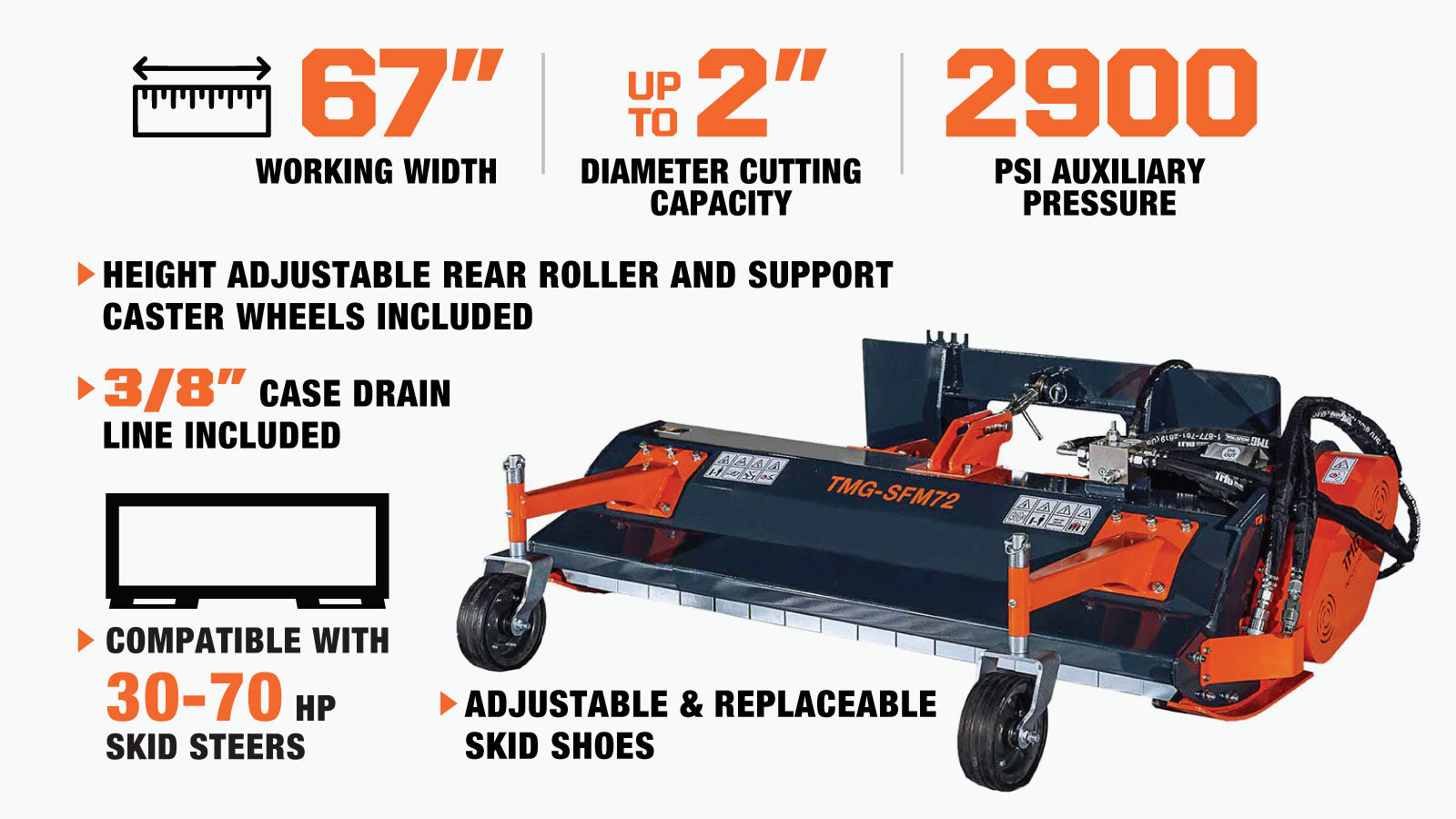 TMG Industrial 72” Hydraulic Skid Steer Flail Mower-description-image