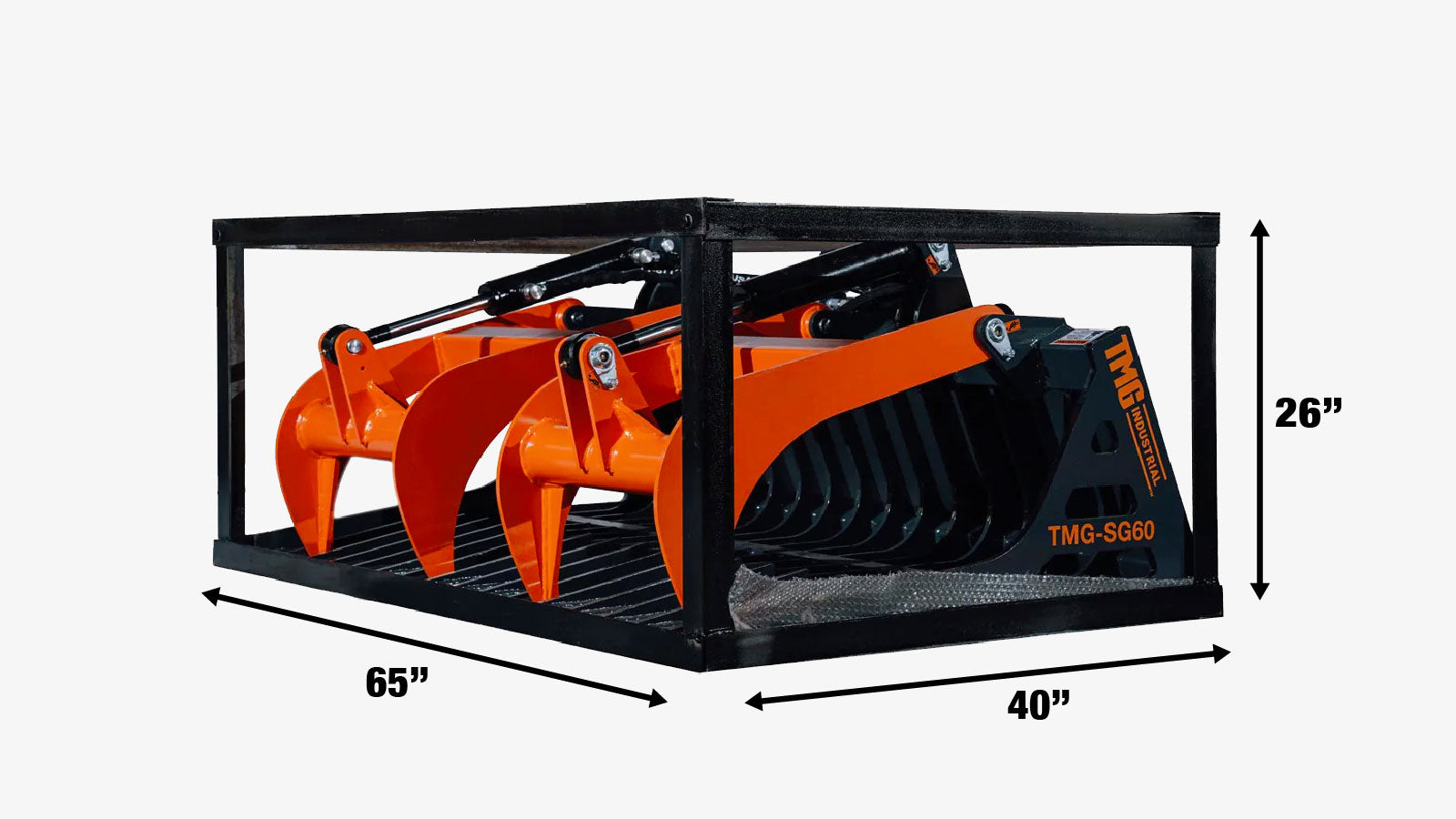 TMG Industrial 60” Skid Steer Skeleton Grapple Attachment, Universal Mount, 34” Arm Opening, 3” Tine Spacing, 2600 lb Weight Capacity, TMG-SG60-shipping-info-image