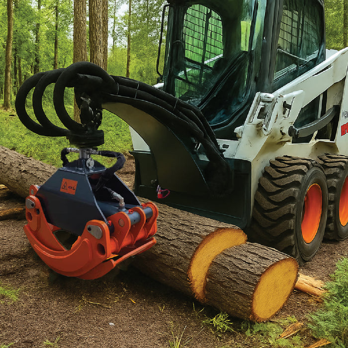 3300 lb Skid Steer Rotary Log Grapple, 360° Rotation, 49″ Opening, for 40-75 HP Skid Steers, TMG-SLG50