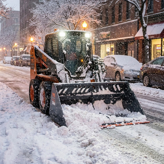 Heavy-Duty 72" Skid Steer Snow/Mulch Bucket, Bolt-On Cut Edge, 1500-lb Weight Capacity, Universal Quick Mount, TMG-SN72