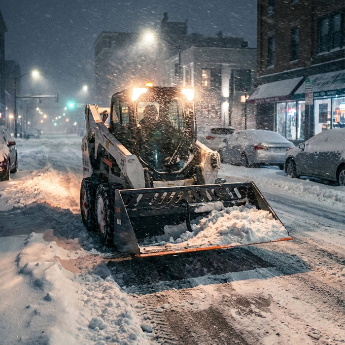 Heavy-Duty 72" Skid Steer Snow/Mulch Bucket, Bolt-On Cut Edge, 1500-lb Weight Capacity, Universal Quick Mount, TMG-SN72