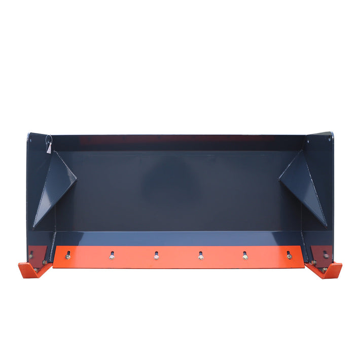 5' Skid Steer Snow Pusher with Replaceable Steel Cutting Edge, Pivoting Wear Shoes, Side Braces, 30-70 HP, TMG-SP05