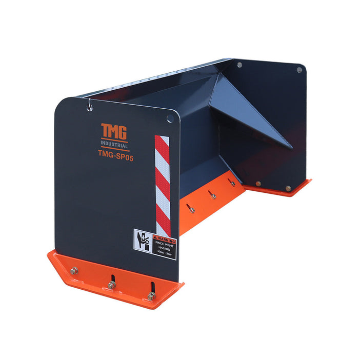 5' Skid Steer Snow Pusher with Replaceable Steel Cutting Edge, Pivoting Wear Shoes, Side Braces, 30-70 HP, TMG-SP05