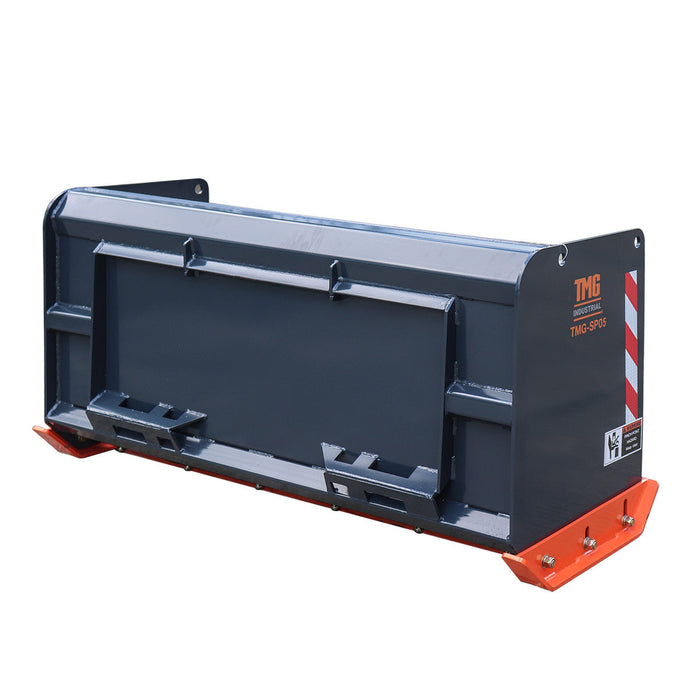 5' Skid Steer Snow Pusher with Replaceable Steel Cutting Edge, Pivoting Wear Shoes, Side Braces, 30-70 HP, TMG-SP05