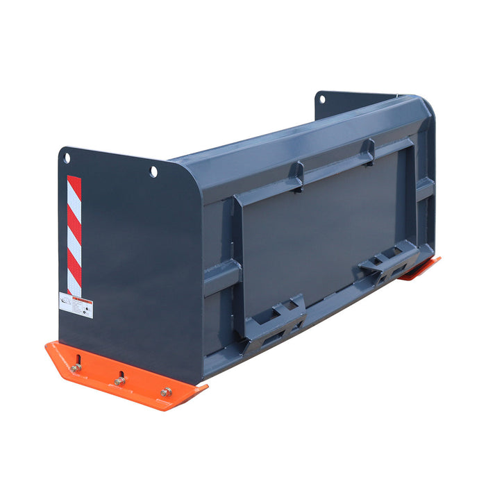 5' Skid Steer Snow Pusher with Replaceable Steel Cutting Edge, Pivoting Wear Shoes, Side Braces, 30-70 HP, TMG-SP05