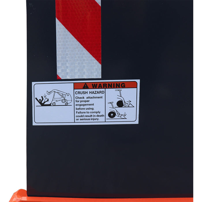 5' Skid Steer Snow Pusher with Replaceable Steel Cutting Edge, Pivoting Wear Shoes, Side Braces, 30-70 HP, TMG-SP05