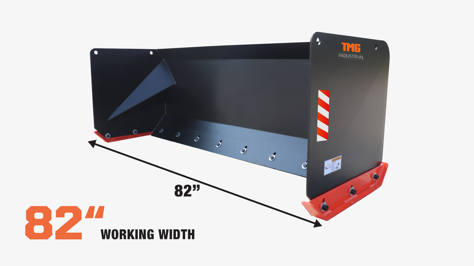 TMG Industrial 7’ Skid Steer Snow Pusher w/Steel Cutting Edge, Pivoting Wear Shoes, Side Braces, 40-70 HP, TMG-SP07-specifications-image