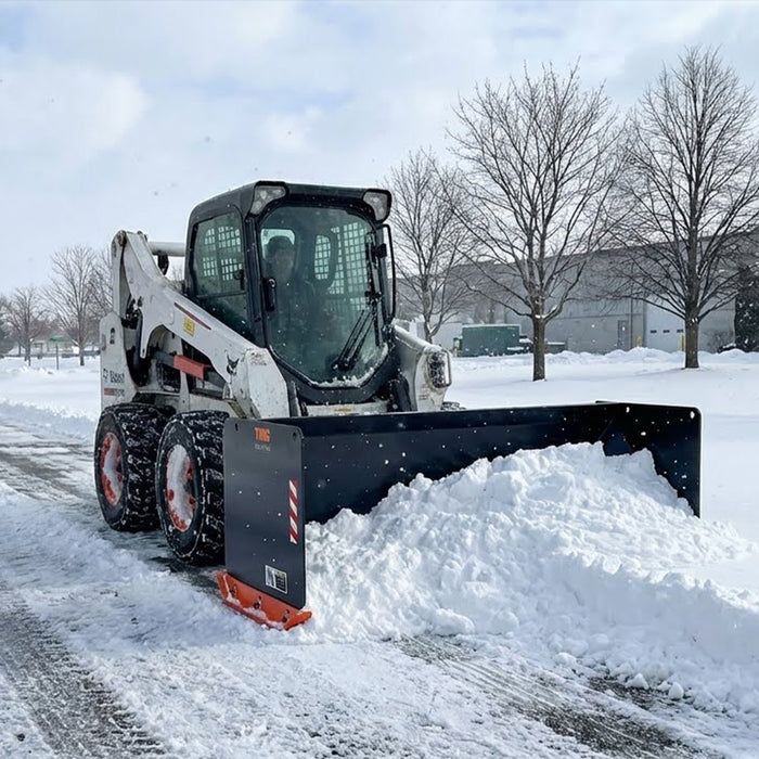 7’ Skid Steer Snow Pusher w/Steel Cutting Edge, Pivoting Wear Shoes, Side Braces, 40-70 HP, TMG-SP07