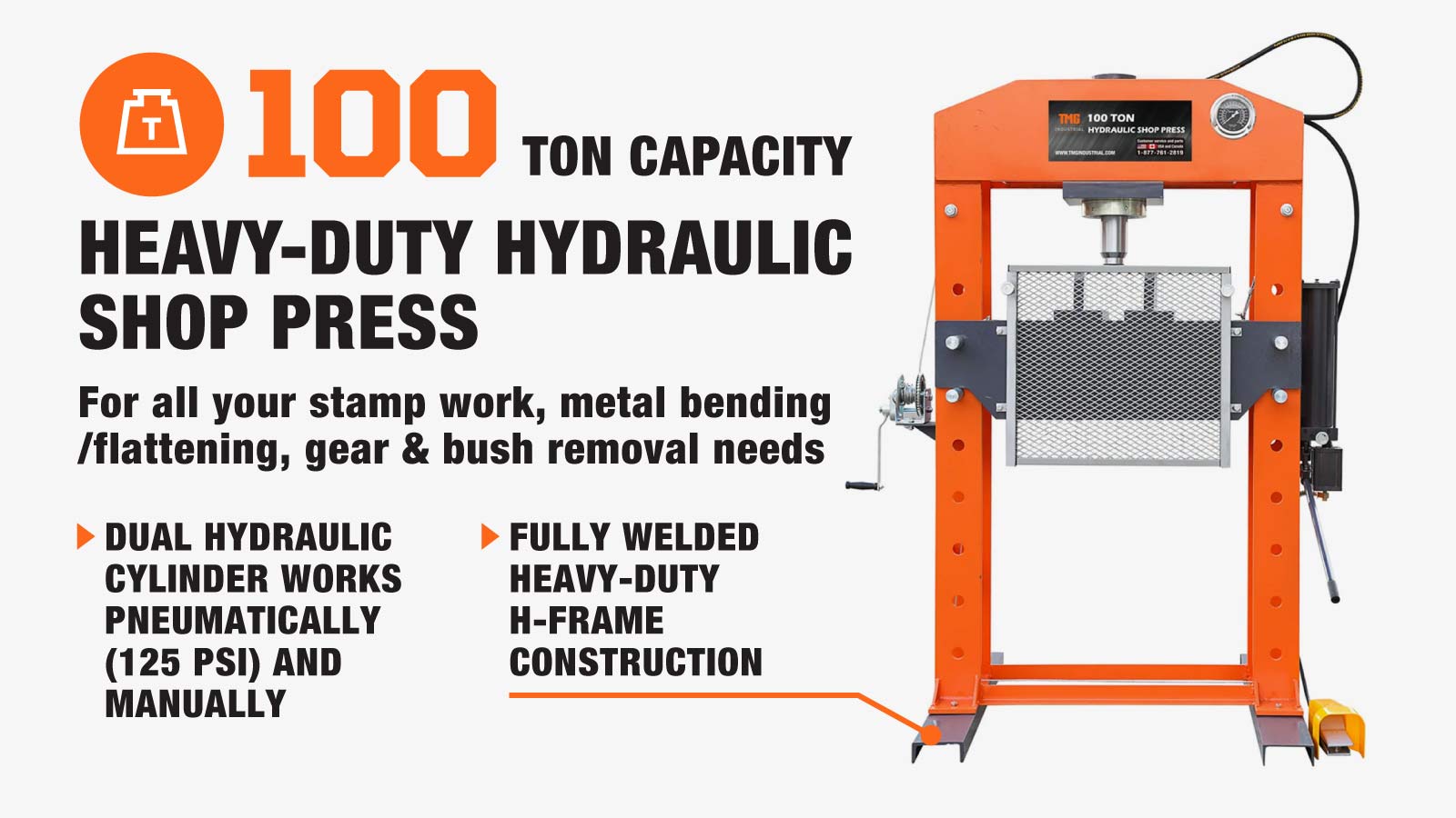 100 Ton Heavy Duty Floor Shop Press