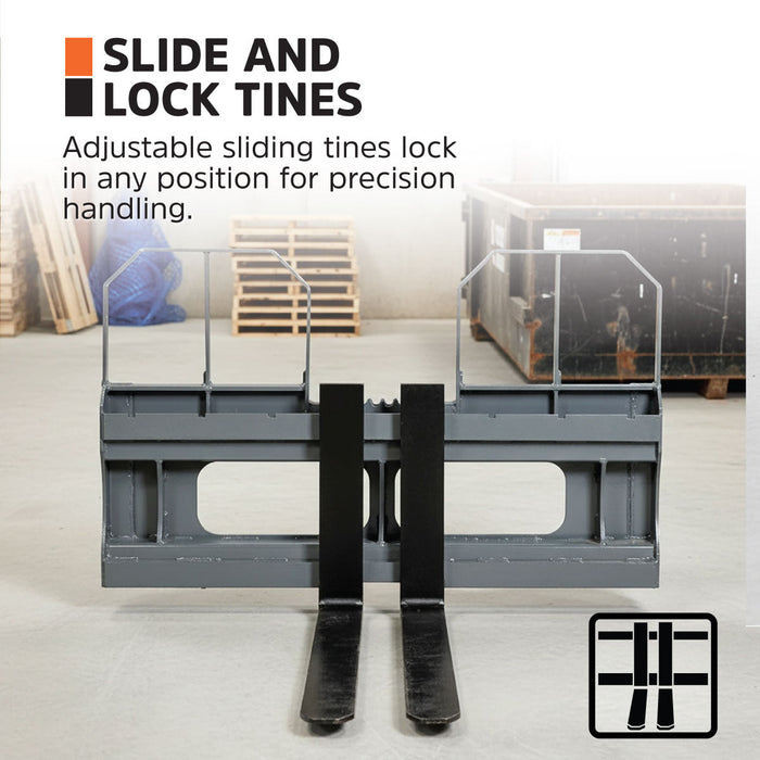 42" Pallet Fork for Skid Steer, Heavy Duty Class II Forks, 4,200 lbs Capacity and Wide Guard, TMG-SPF42