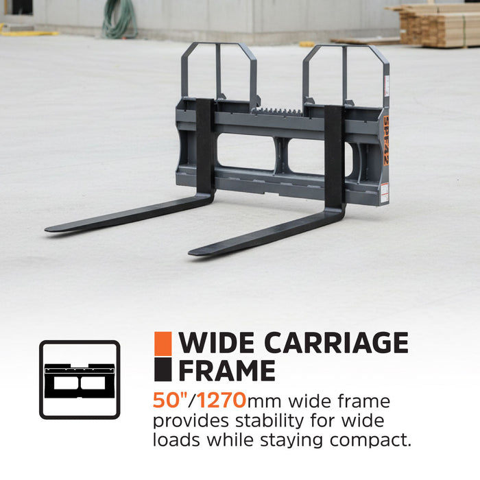 42" Pallet Fork for Skid Steer, Heavy Duty Class II Forks, 4,200 lbs Capacity and Wide Guard, TMG-SPF42