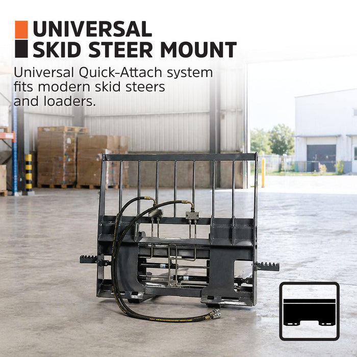 48" Pallet Fork for Skid Steer, Heavy Duty Class II Forks, Hydraulic Side Shift, 4,200 lbs Capacity and Wide Guard, TMG-SPF48S