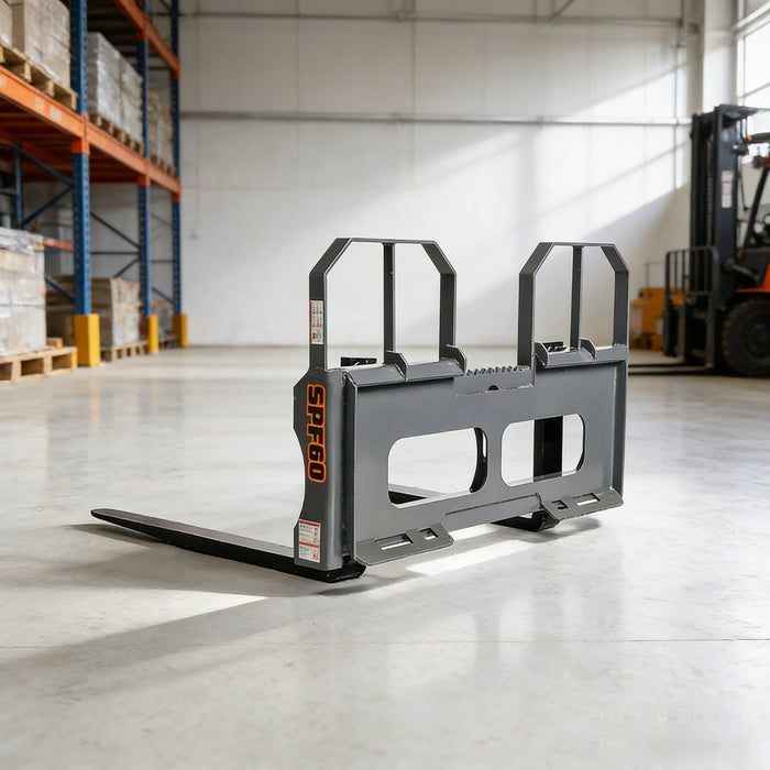 60" Pallet Fork for Skid Steer, Heavy Duty Class II Forks, 4,200 lbs Capacity and Wide Guard, TMG-SPF60