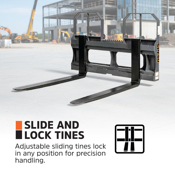60" Pallet Fork for Skid Steer, Heavy Duty Class II Forks, 4,200 lbs Capacity and Wide Guard, TMG-SPF60