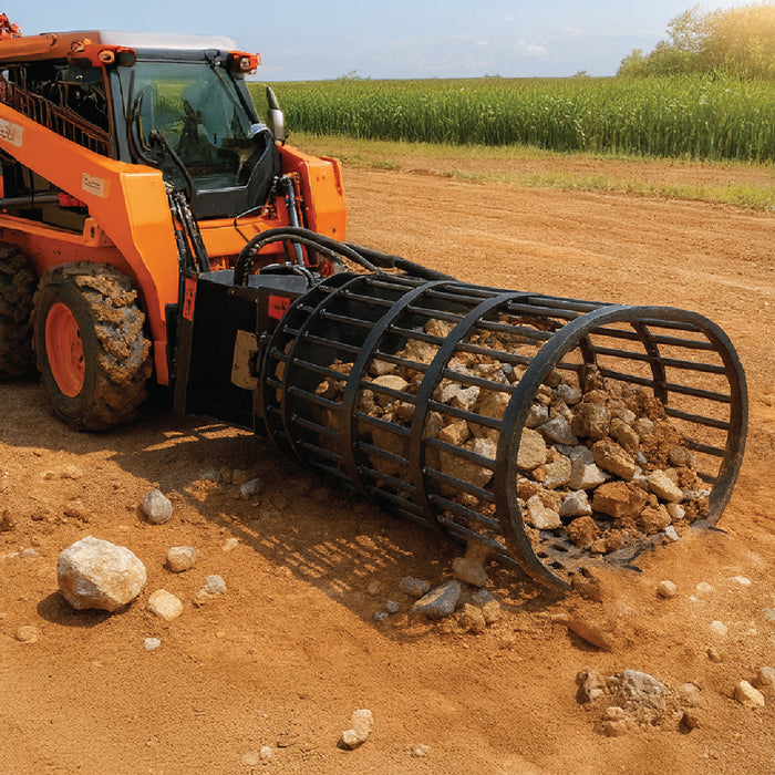 30" Skid-Steer Rotary Rock Picker, 1,250 lb Load Capacity, NM400 Wear Resistant Steel, Universal Mount, TMG-SRP32