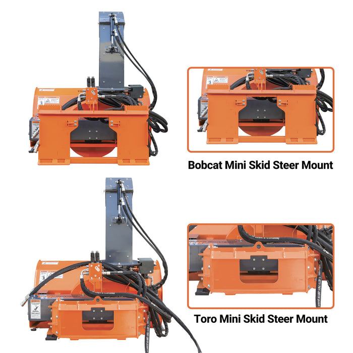 48" Mini Skid Steer Snow Blower, 20-40 HP, 20" Impeller, 360° Hydraulic Motor Driven Snow Chute, TMG-SSB48