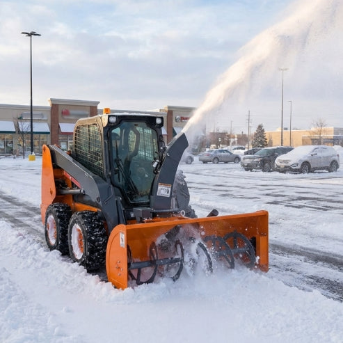84" Skid Steer Snow Blower 45-75 HP Loader Required, 24" Diameter Impeller, 360° Motor Driven Snow Chute, TMG-SSB84