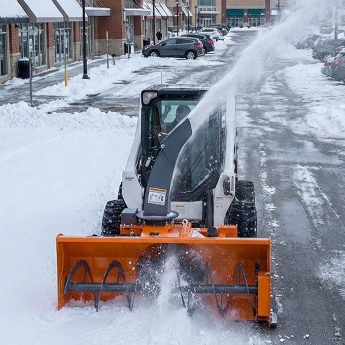 84" Skid Steer Snow Blower 45-75 HP Loader Required, 24" Diameter Impeller, 360° Motor Driven Snow Chute, TMG-SSB84