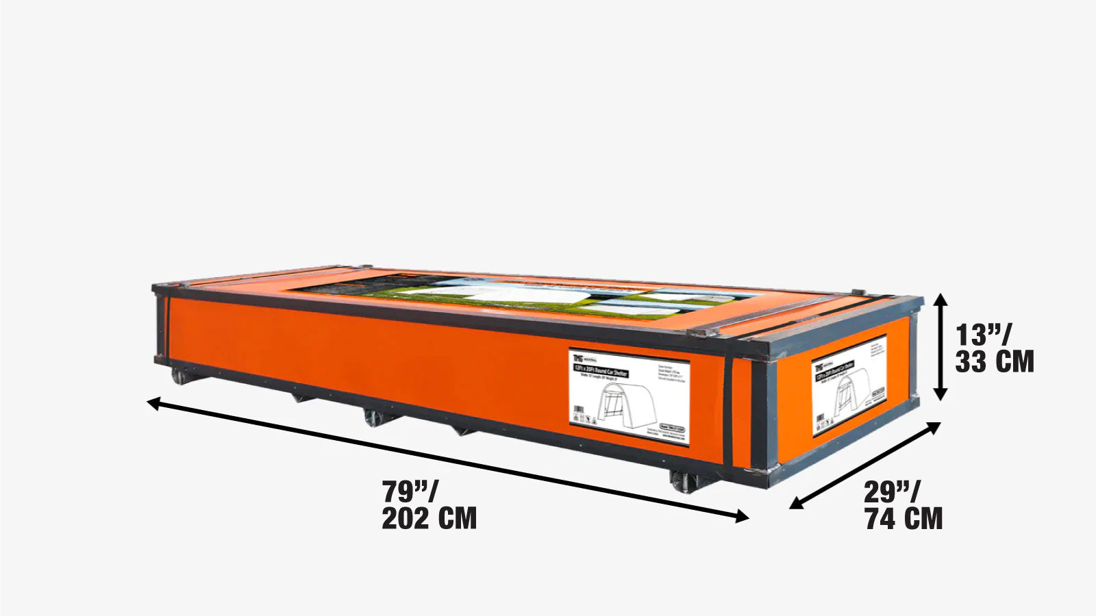 12’ x 30’ Car Shelter w/Rounded Roof & Heavy-Duty 11 OZ PE Fabric Cover, Galvanized Steel Frame, Fabric front roll-up door, TMG-ST1230R-shipping-info-image