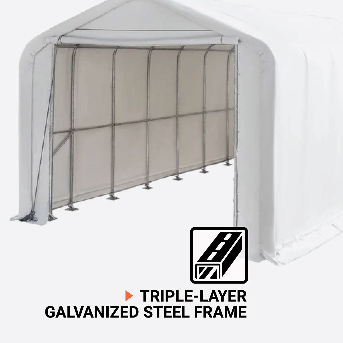 TMG 18' x 45' RV Storage Shelter with 17 oz PVC & Roll-Up