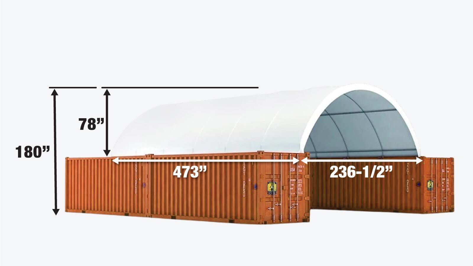 TMG Industrial 20' x 40' PVC Fabric Container Shelter, Fire Retardant, Water Resistant, UV Protected, TMG-ST2041CV(Previously ST2040C)-specifications-image