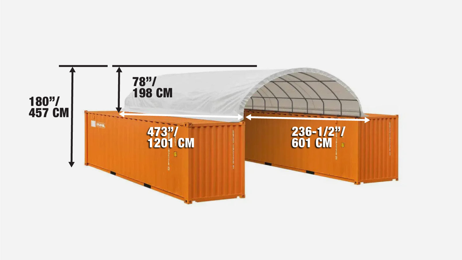 20' x 40' PVC Fabric Container Shelter, Fire Retardant, Water Resistant, UV Protected, TMG-ST2041CV(Previously ST2040C)-specifications-image