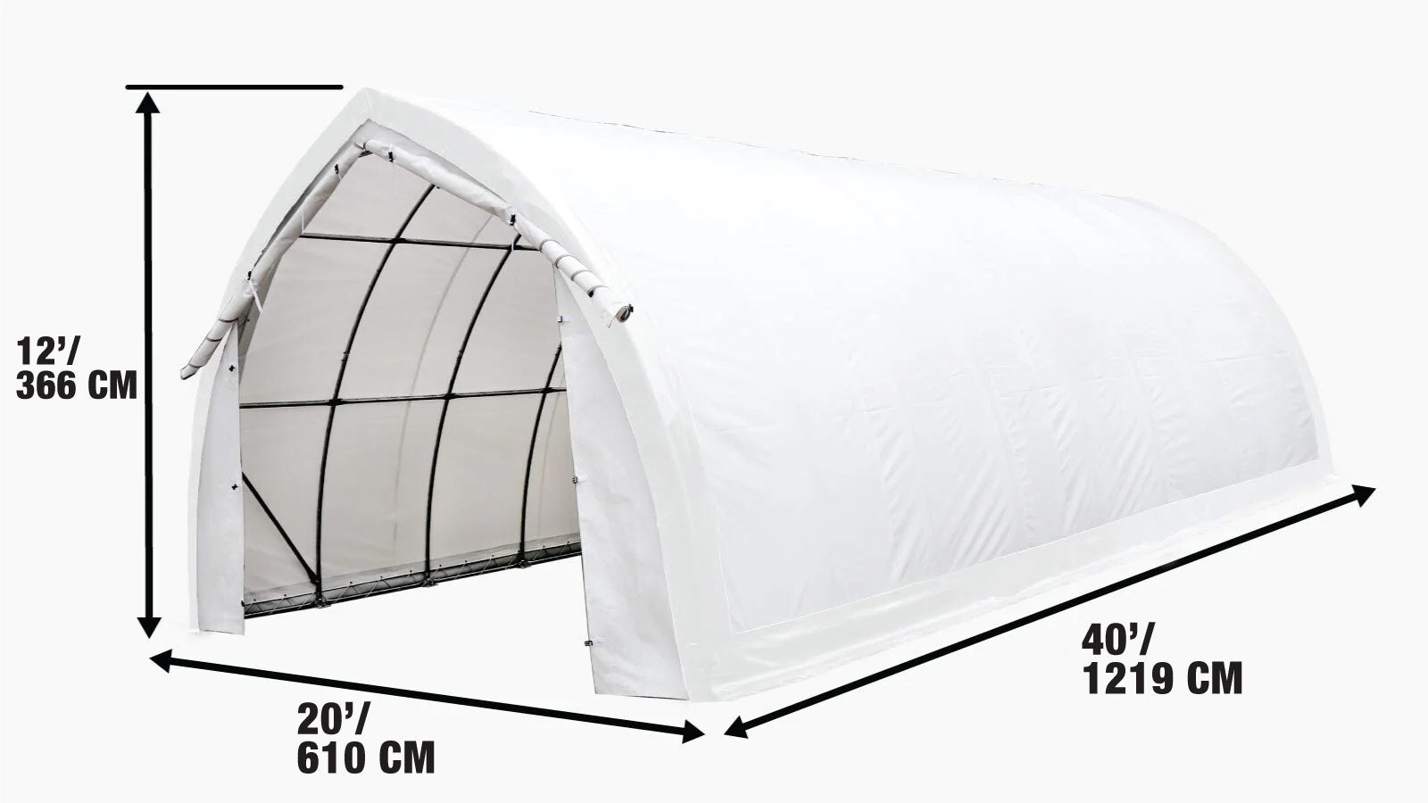 20' x 40' Arch Wall Peak Ceiling Storage Shelter with Heavy Duty 17 oz PVC Cover & Drive Through Doors, TMG-ST2041PV(Previously(ST2040PV)-specifications-image