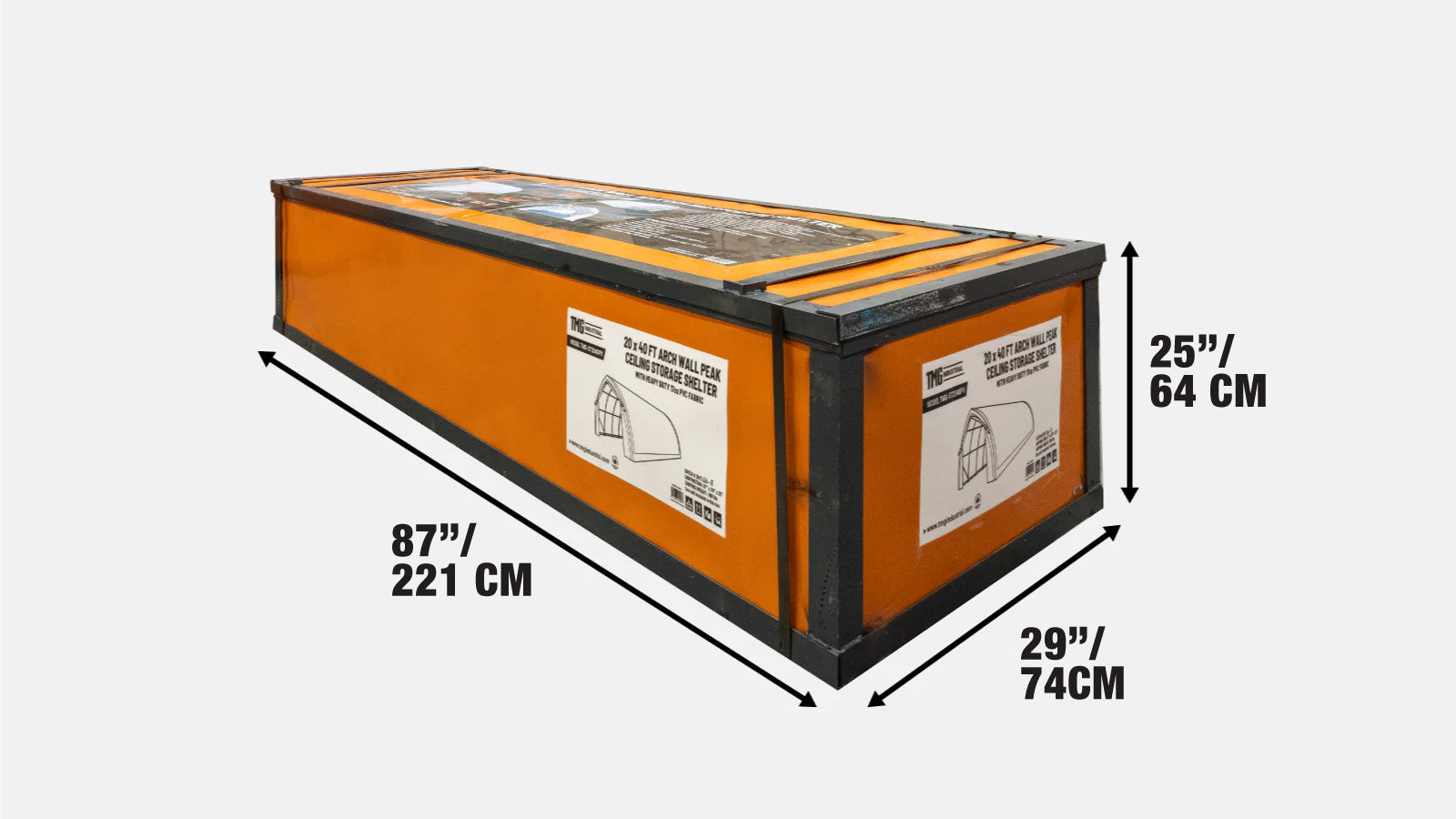 20' x 40' Arch Wall Peak Ceiling Storage Shelter with Heavy Duty 17 oz PVC Cover & Drive Through Doors, TMG-ST2041PV(Previously(ST2040PV)-shipping-info-image