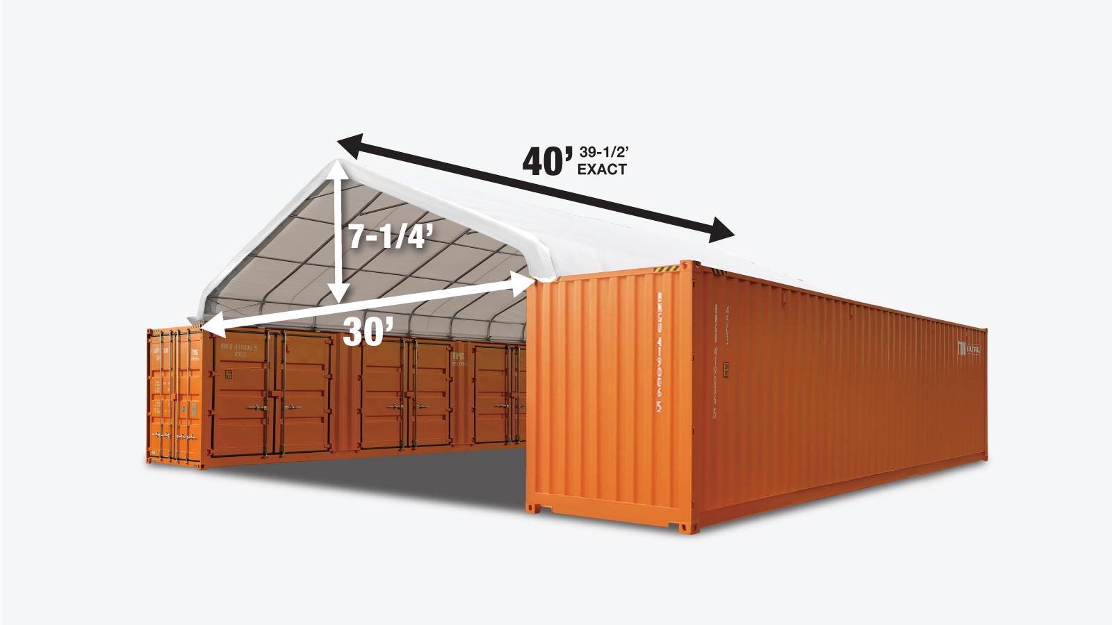 30' x 40' Peaked Roof Container Shelter with Heavy Duty 11 oz PE Tarpaulin, TMG-ST3042C (Previously ST3040C)-specifications-image