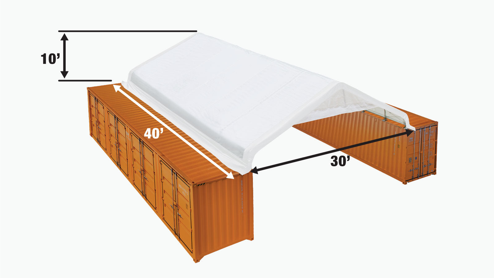 TMG Industrial 30' x 40' PVC Fabric Container Peak Roof Shelter with End Wall & Partial Front Drop Pro Series, Fire Retardant, Water Resistant, UV Protected, TMG-ST3041CVF (Previously ST3040CVF)-specifications-image