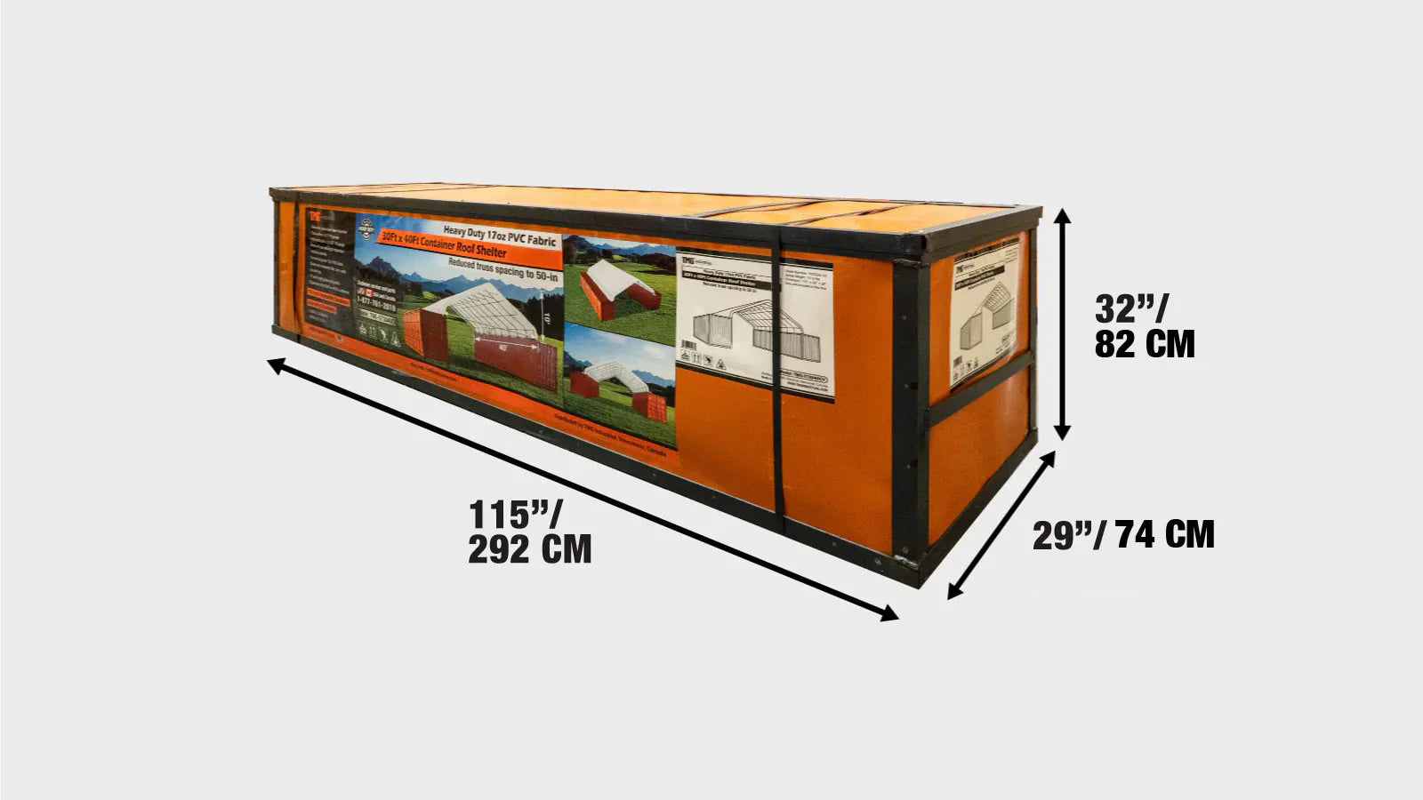 30' x 40' PVC Fabric Container Peak Roof Shelter TMG Heavy Series™, Fire Retardant, Water Resistant, UV Protected, TMG-ST3041CV (Previously ST3040CV)-shipping-info-image