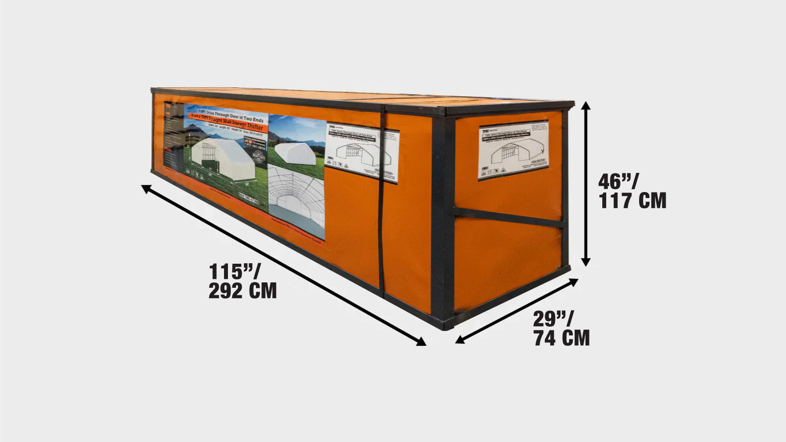 30' x 50' Straight Wall Peak Ceiling Storage Shelter with Heavy Duty 11 oz PE Cover & Drive Through Doors, TMG-ST3050E(Previously ST3050)-shipping-info-image