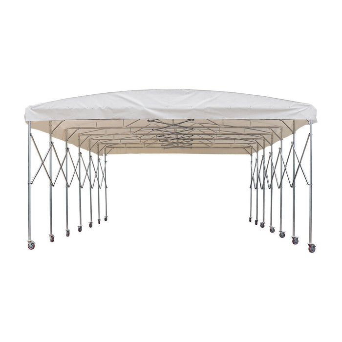 20' x 30' Retractable Mobile Shelter, 9'10" Clearance, 6" Nylon Caster, 17 oz PVC Cover, TMG-STM2030