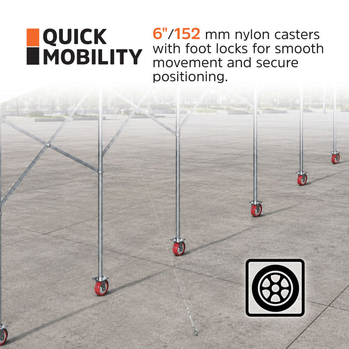 30' x 40' Retractable Mobile Shelter, 13' Clearance, 6" Nylon Casters, 17 oz PVC Cover, TMG-STM3040