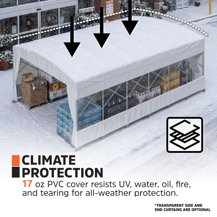 20' x 30' Retractable Mobile Shelter, 9'10" Clearance, 6" Nylon Caster, 17 oz PVC Cover, TMG-STM2030