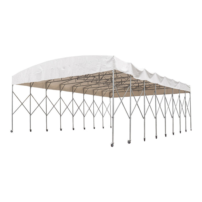 30' x 40' Retractable Mobile Shelter, 13' Clearance, 6" Nylon Casters, 17 oz PVC Cover, TMG-STM3040