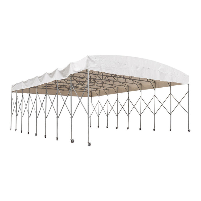 30' x 40' Retractable Mobile Shelter, 13' Clearance, 6" Nylon Casters, 17 oz PVC Cover, TMG-STM3040